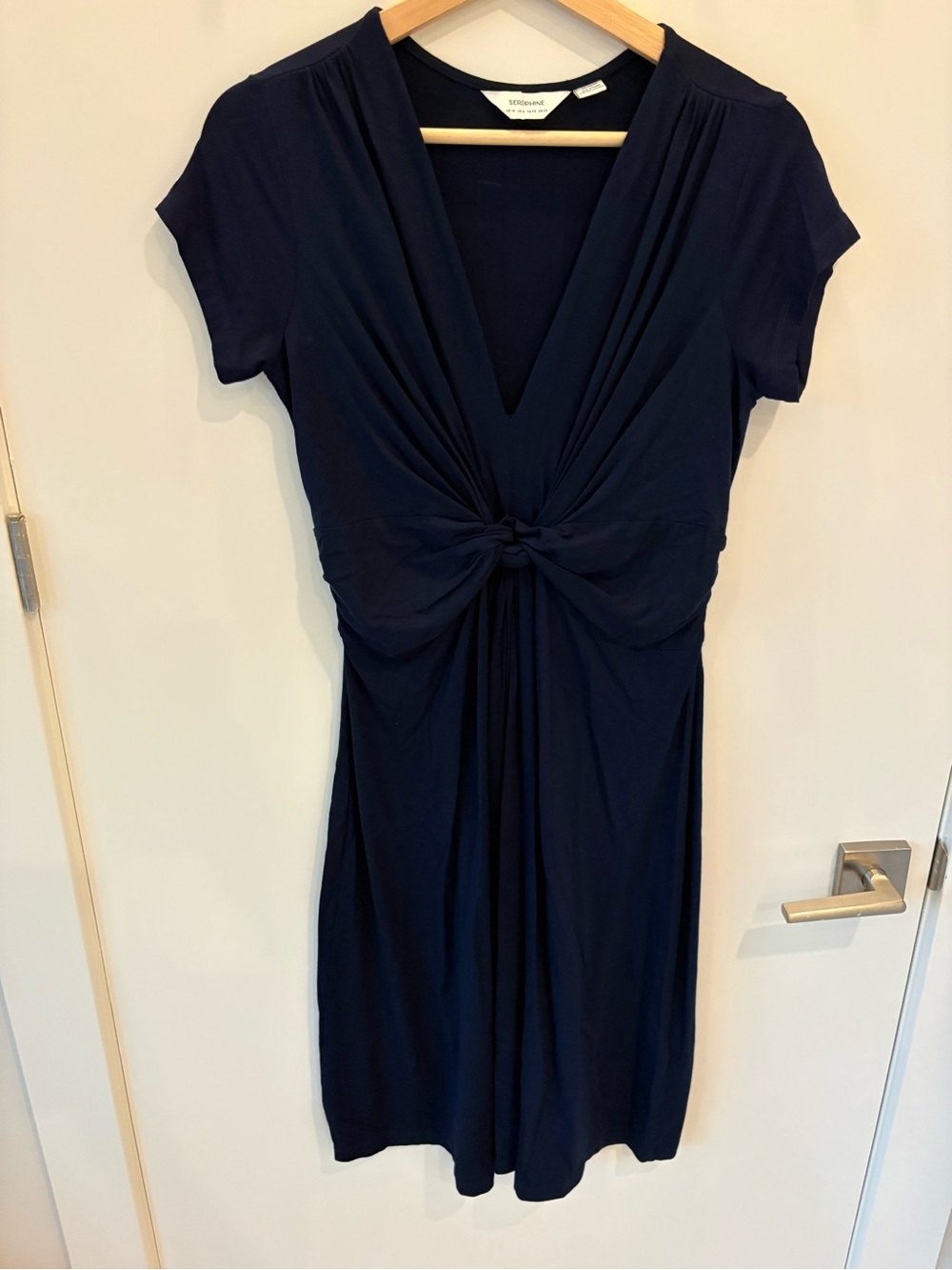 Seraphine Navy Knot-Front Maternity Dress - Picture 4 of 6